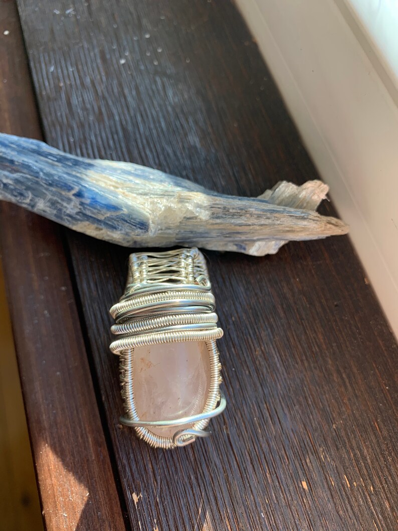 Rose Quartz Wrapped in Silver Wire