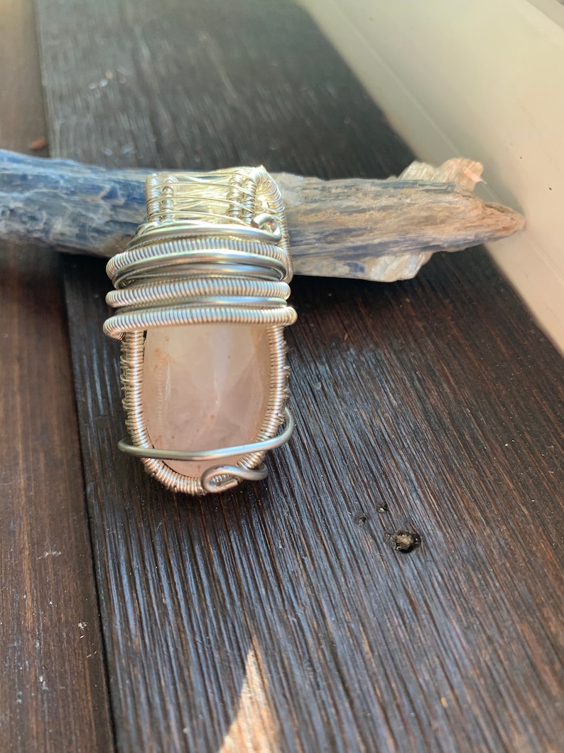 Rose Quartz Wrapped in Silver Wire