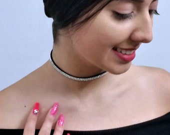 Gold / Silver Crystal Rhinestone Choker for Women, Tiny Choker, Diamond Jewelry, Sparkly Crystal Choker, Rhinestone Jewelry, Party Jewelry