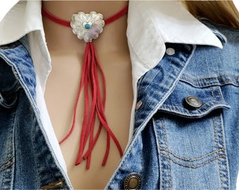 Turquoise Gemstone Heart Choker, Western, Southwestern, Heart Concho Choker Necklace for Women/Teen Girl's Western Jewelry Gift Chokers Etsy