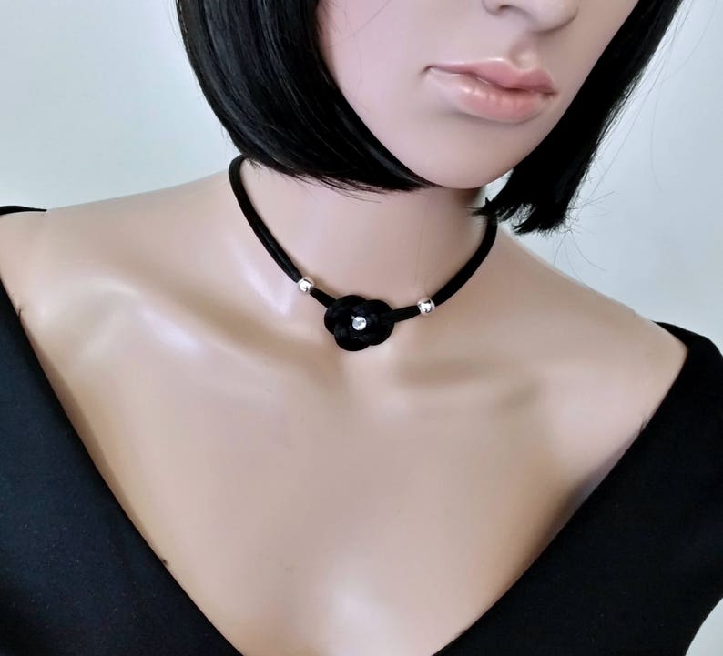 Simple Black Choker for Women/handmade jewelry/ gift for her image 2