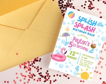 Summer Birthday Invitation - DIGITAL FILE - Birthday invitation, Party, Summer, Pool