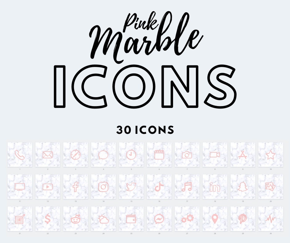 Pink Marble Ios 14 App Icon Covers Etsy