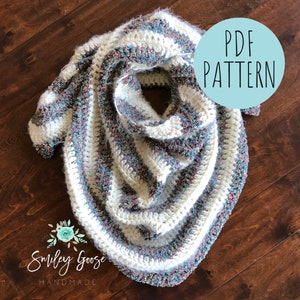 CROCHET SHAWL PATTERN: Ramona Shawl, Triangle Scarf, Crochet Wrap Pattern, Crochet Shawl Pattern, Crochet Scarf, Easy Crochet Pattern