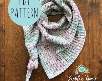 CROCHET SCARF PATTERN: Rosalie Triangle Scarf, Asymmetrical Scarf, Triangle Scarf Pattern, Easy Crochet Pattern, Crochet Pattern