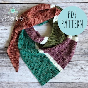 CROCHET SCARF PATTERN: Declan Triangle Scarf, Asymmetrical Triangle Scarf, Triangle Scarf Pattern, Easy Crochet Pattern, Crochet Pattern