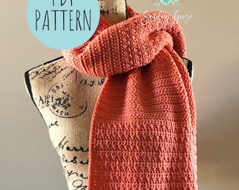 PATRÓN DE BUFANDA A GANCHILLO: Bufanda Bram, Patrón de bufanda fácil, Bufanda larga a crochet, Patrón de crochet fácil, Patrón de bufanda tipo manta, Patrón de bufanda