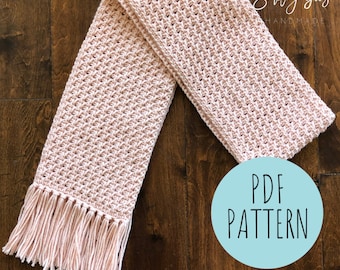 TUNISIAN CROCHET PATTERN: Alessia Scarf, Tunisian Crochet, Tunisian Arrowhead Stitch, Long Scarf with Fringe, Crochet Scarf Pattern