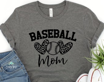 Baseball Mom Shirt | Baseball Mom | Baseball Mama Shirt | Cute Mom Shirt | Leopard Mom Shirt | Mothers Day Gift | Women's Graphic Tees