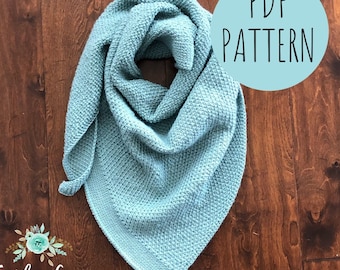 TUNISIAN CROCHET PATTERN: Birdie Triangle Scarf, Tunisian Crochet, Tunisian Lattice Stitch, Asymmetrical Triangle Scarf, Crochet Scarf