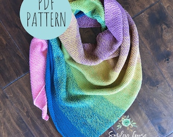 TUNISIAN CROCHET PATTERN: Romy Triangle Scarf, Tunisian Crochet, Tunisian Full Stitch, Asymmetrical Triangle Scarf, Easy Crochet Scarf