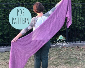 TUNISIAN CROCHET PATTERN: Lilia Wrap, Tunisian Crochet, Tunisian Diagonal Eyelet, Crochet Wrap, Crochet Shawl, Blanket Scarf Pattern