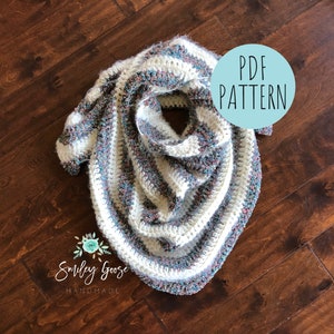 CROCHET SHAWL PATTERN: Ramona Shawl, Triangle Scarf, Crochet Wrap Pattern, Crochet Shawl Pattern, Crochet Scarf, Easy Crochet Pattern