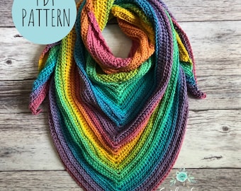 CROCHET SCARF PATTERN: Stella Triangle Scarf, Easy Triangle Scarf, Crochet Wrap Pattern, Crochet Shawl Pattern, Easy Crochet Pattern