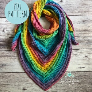 CROCHET SCARF PATTERN: Stella Triangle Scarf, Easy Triangle Scarf, Crochet Wrap Pattern, Crochet Shawl Pattern, Easy Crochet Pattern