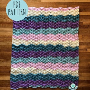 CROCHET BABY BLANKET Pattern: Flora Baby Blanket, Crochet Afghan, Chevron Baby Blanket Pattern,  Crochet Pattern, Baby Afghan Pattern