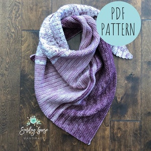 CROCHET SCARF PATTERN: Ariadne Triangle Scarf, Asymmetrical Triangle Scarf, Easy Scarf Pattern, Easy Crochet Pattern, Crochet Pattern