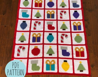 CROCHET BLANKET PATTERN: Christmas Throw Blanket, Christmas Throw, Holiday Blanket, Intarsia Crochet, Blanket Pattern, Crochet Pattern