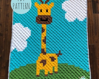 CROCHET BABY BLANKET Pattern: Giraffe Baby Blanket, C2C Giraffe Pattern, Safari Jungle Baby Bedding, Giraffe Pattern, C2C Graphgan