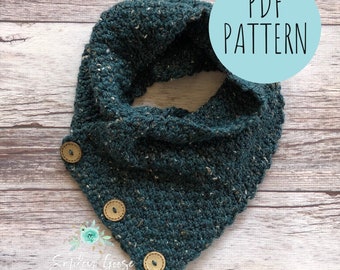 CROCHET SCARF PATTERN: Gage Cowl, Cowl with Button Closure, Crochet Cowl Pattern, Cowl Pattern, Scarf Pattern, Easy Crochet Pattern
