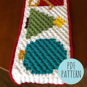 CROCHET TABLE RUNNER Pattern: Christmas Table Runner, C2C Christmas Pattern, Christmas Crochet Pattern, C2C Crochet Pattern image 1