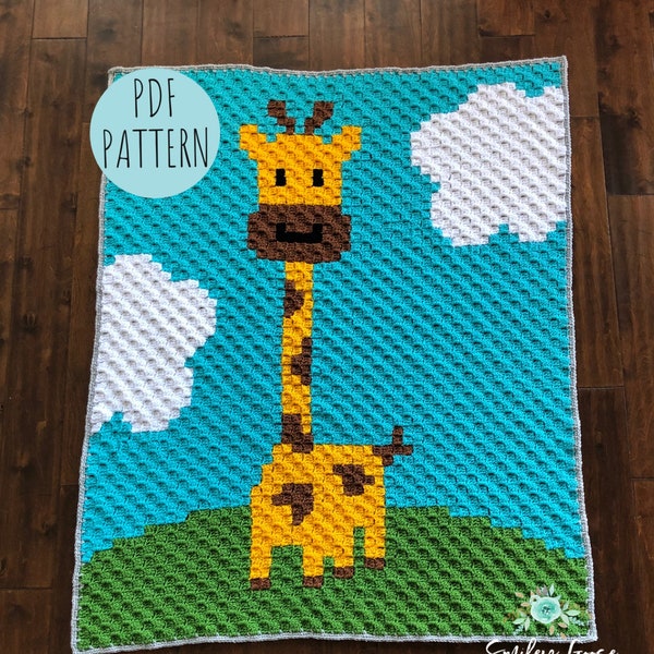 CROCHET BABY BLANKET Pattern: Giraffe Baby Blanket, C2C Giraffe Pattern, Safari Jungle Baby Bedding, Giraffe Pattern, C2C Graphgan