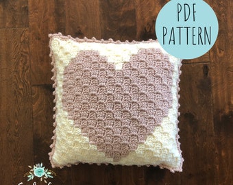 CROCHET PILLOW PATTERN: Heart C2C Pillow, Heart Pillow, Home Decor, Hygge Home, Crochet Heart Pillow, Throw Pillow, C2C Crochet