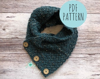 CROCHET SCARF PATTERN: Gage Cowl, Cowl with Button Closure, Crochet Cowl Pattern, Cowl Pattern, Scarf Pattern, Easy Crochet Pattern