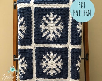 CROCHET BLANKET PATTERN: Snowflake Throw Blanket, Blanket Pattern, Winter Blanket, Tapestry Crochet, Crochet Colorwork, Crochet Pattern