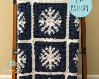 HÄKELDECKE MUSTER: Schneeflocke Decke, Decken Muster, Winterdecke, Tapisserie häkeln, Colorwork häkeln, Muster