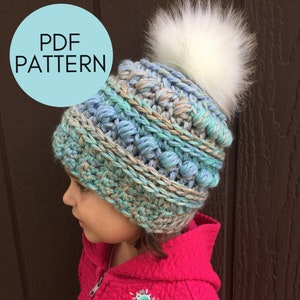 CROCHET BEANIE PATTERN: Ember Beanie, Crochet Hat Pattern, Bulky Yarn Hat Pattern, Toddler Child & Adult Hat Sizes, Crochet Pattern