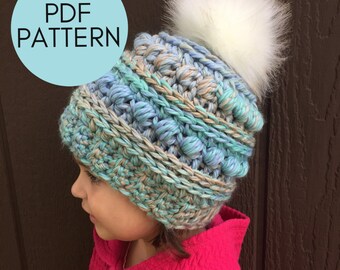 CROCHET BEANIE PATTERN: Ember Beanie, Crochet Hat Pattern, Bulky Yarn Hat Pattern, Toddler Child & Adult Hat Sizes, Crochet Pattern