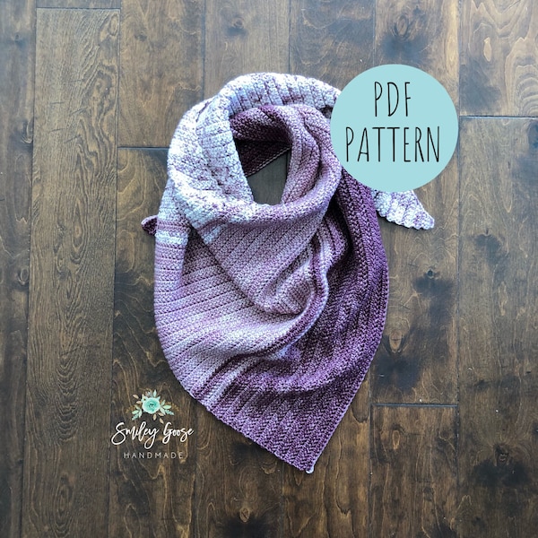 CROCHET SCARF PATTERN: Ariadne Triangle Scarf, Asymmetrical Triangle Scarf, Easy Scarf Pattern, Easy Crochet Pattern, Crochet Pattern