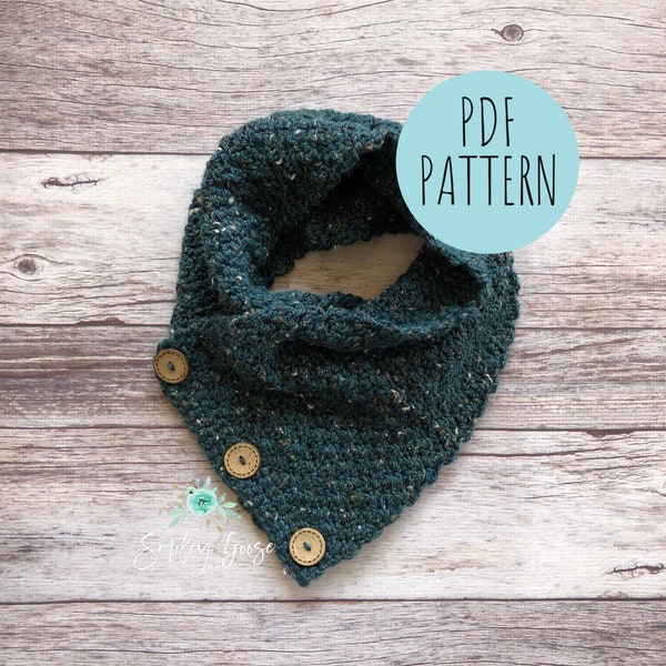 CROCHET SCARF PATTERN: Gage Cowl, Cowl with Button Closure, Crochet Cowl Pattern, Cowl Pattern, Scarf Pattern, Easy Crochet Pattern