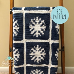 CROCHET BLANKET PATTERN: Snowflake Throw Blanket, Blanket Pattern, Winter Blanket, Tapestry Crochet, Crochet Colorwork, Crochet Pattern