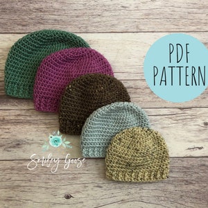 CROCHET BEANIE PATTERN: August Beanie, Crochet Hat Pattern, Easy Crochet Pattern, Infant Toddler Child & Adult Sizes, Crochet Pattern