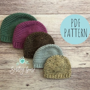 CROCHET BEANIE PATTERN: August Beanie, Crochet Hat Pattern, Easy Crochet Pattern, Infant Toddler Child & Adult Sizes, Crochet Pattern