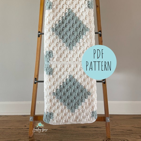 CROCHET BLANKET PATTERN: Geometric Throw Blanket, C2C Crochet Blanket Patter, C2C Crochet Blanket, Crochet Pattern, Afghan Pattern
