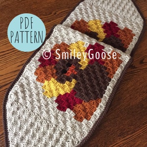 CROCHET TABLE RUNNER Pattern: Thanksgiving Table Runner, C2C Thanksgiving Pattern, Turkey Crochet Pattern, C2C Crochet Pattern