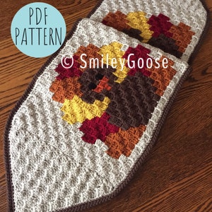 CROCHET TABLE RUNNER Pattern: Thanksgiving Table Runner, C2C Thanksgiving Pattern, Turkey Crochet Pattern, C2C Crochet Pattern