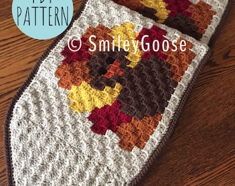 CROCHET TABLE RUNNER Pattern: Thanksgiving Table Runner, C2C Thanksgiving Pattern, Turkey Crochet Pattern, C2C Crochet Pattern