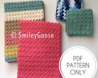 CROCHET DISHCLOTH PATTERN: Ivy Kitchen Set, Dishcloth & Dish Towel Pattern, Easy Crochet Pattern, Washcloth Crochet Pattern, Hand Towel