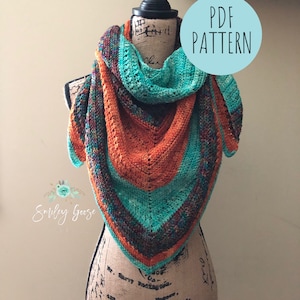 CROCHET SHAWL PATTERN: Charlotte Shawl, Triangle Scarf, Crochet Wrap Pattern, Crochet Shawl Pattern, Crochet Scarf, Crochet Pattern