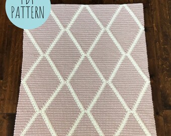 CROCHET BABY BLANKET Pattern: Verity Baby Blanket, Diamond Baby Blanket, Intarsia Crochet, Modern Baby Blanket, Crochet Pattern