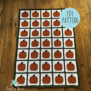 CROCHET BLANKET PATTERN: Pumpkin Throw Blanket, Blanket Pattern, Fall Blanket, Tapestry Crochet, Crochet Colorwork, Crochet Pattern