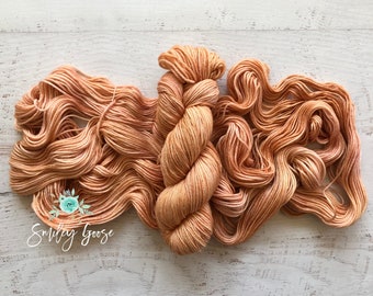 Hand Dyed Yarn, Orange Peach Yarn, Colorway: Peach Nectar, Dk #3 Weight Yarn, Semi Solid Yarn, Superwash Merino Wool, Ready to Ship