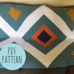 CROCHET BLANKET PATTERN: Selina Throw Blanket, C2C Crochet Blanket Pattern, C2C Crochet Blanket, Crochet Pattern, Crochet Afghan Pattern