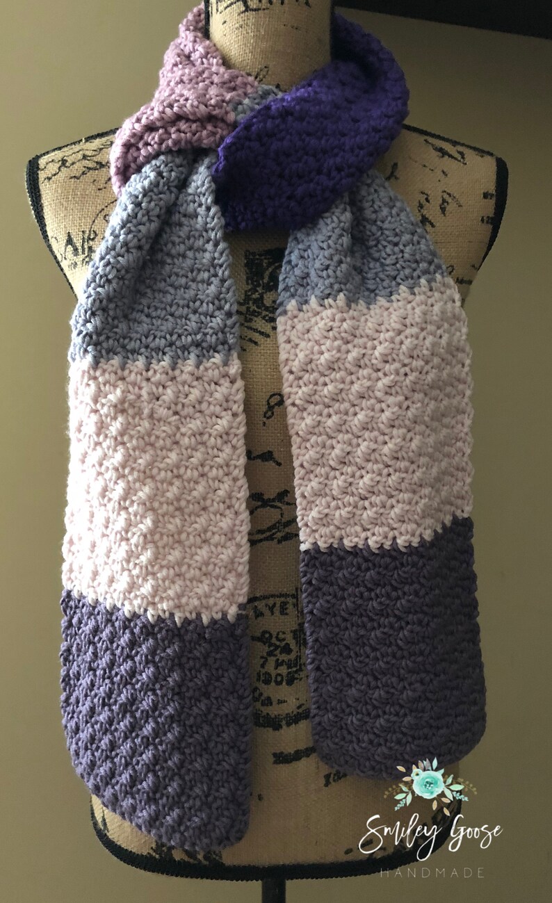 CROCHET SCARF PATTERN Etta Color Block Scarf Easy Crochet Etsy