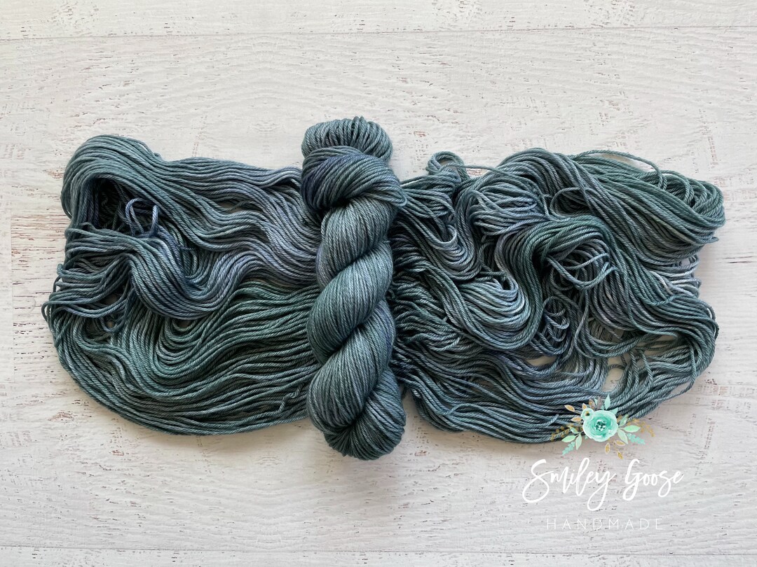 Hand Dyed Yarn, Teal Blue Green Yarn, Colorway Slate, Dk 3 Weight Yarn