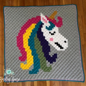 CROCHET BABY BLANKET Pattern: Unicorn Baby Blanket, C2C Unicorn Pattern, Unicorn Baby Bedding, Unicorn Pattern, C2C Graphgan Pattern image 5